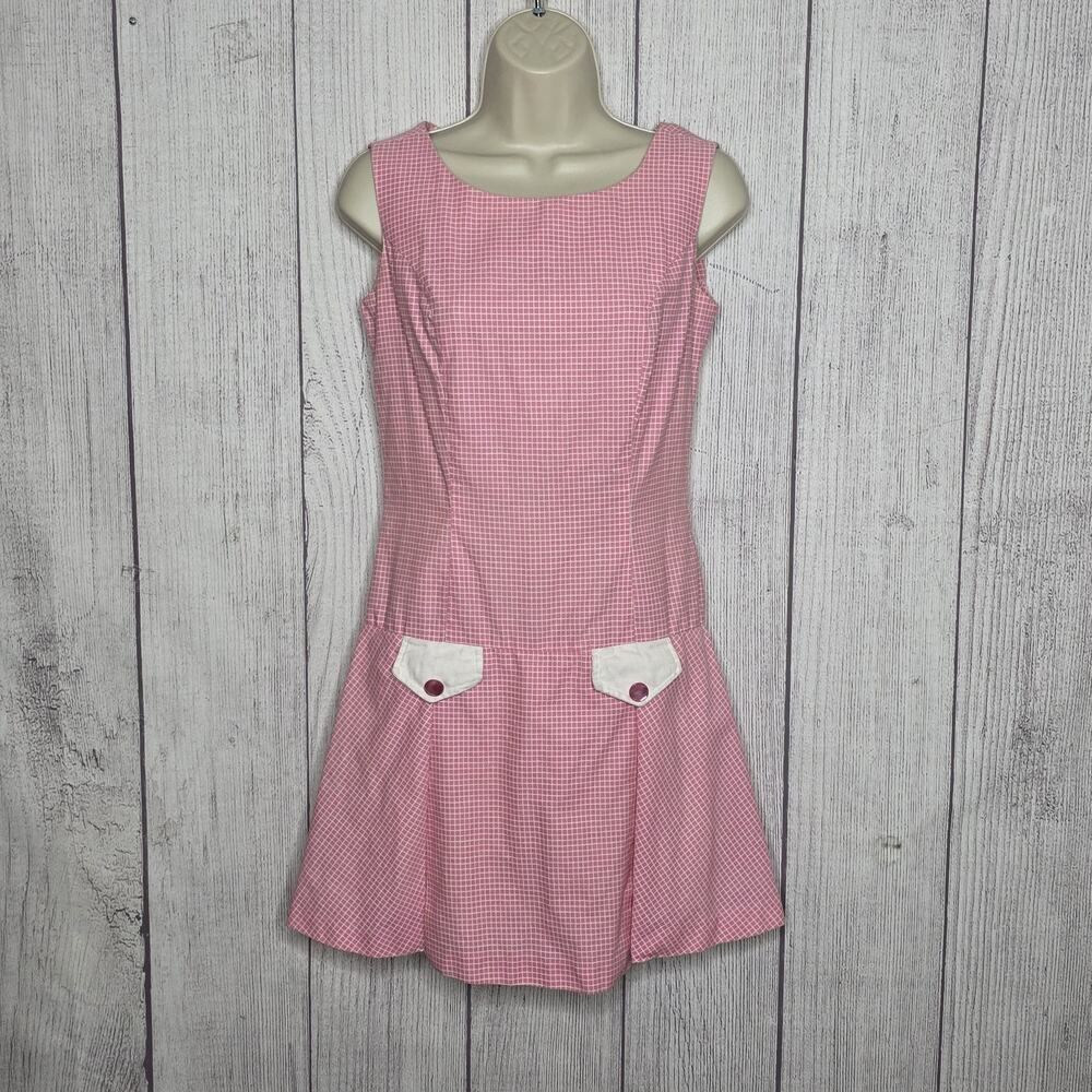 Vintage 60s Pink Scooter Dress Skort Romper Go-Go Mod, size XS/S